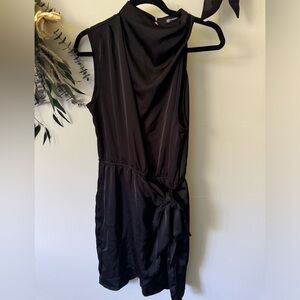 High neck, silk black dress. Size L